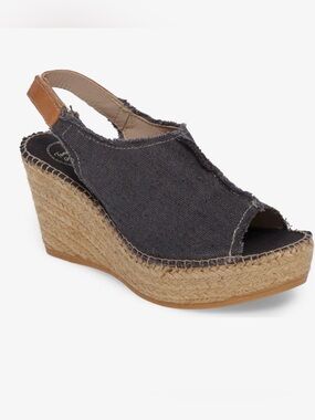 Toni Pons 'Lugano' Espadrille Wedge Sandal Black Size EU 40/US 9-9.5 NWOB